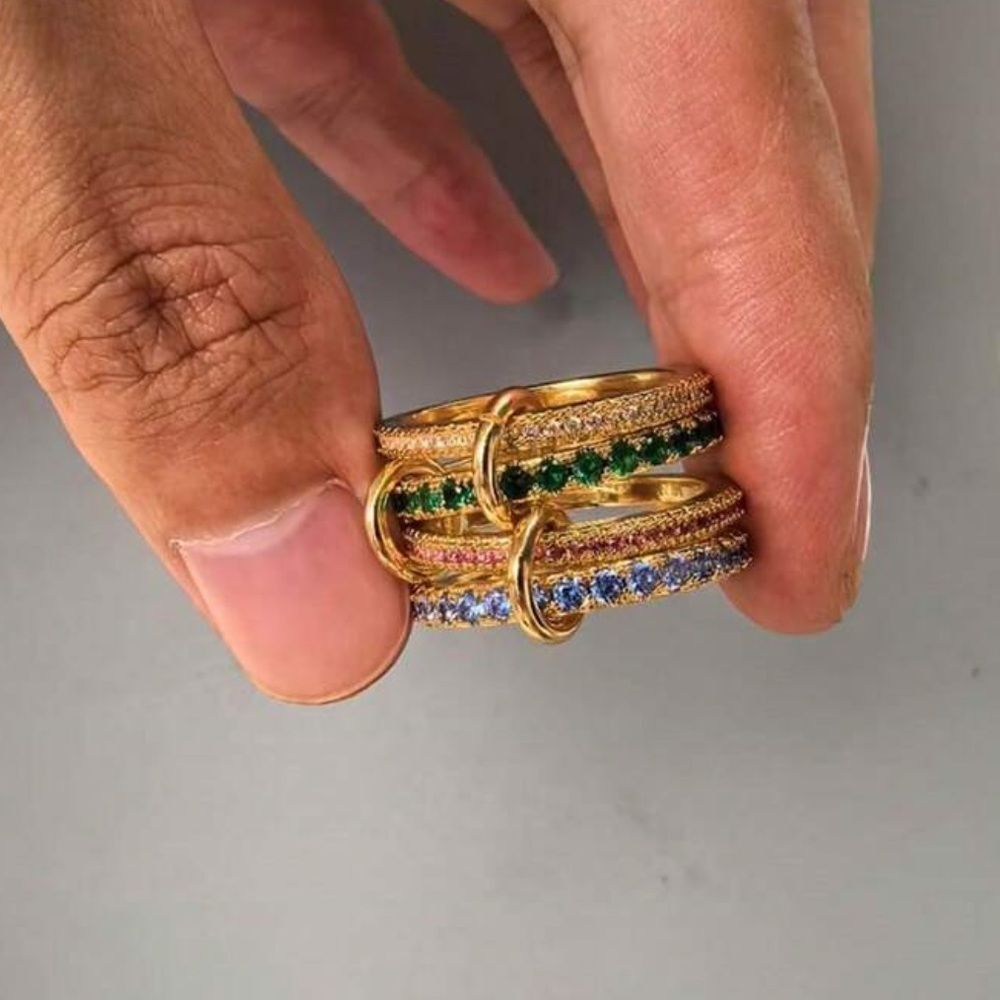 Gold Linked ring N1331 - Picture 2 of 5